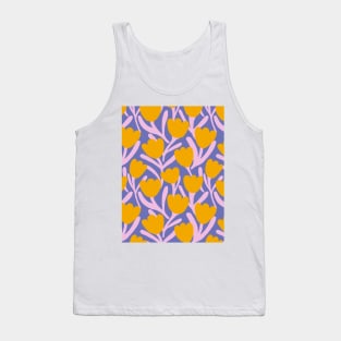 Boho tulips flower pattern in lavender and yellow Tank Top